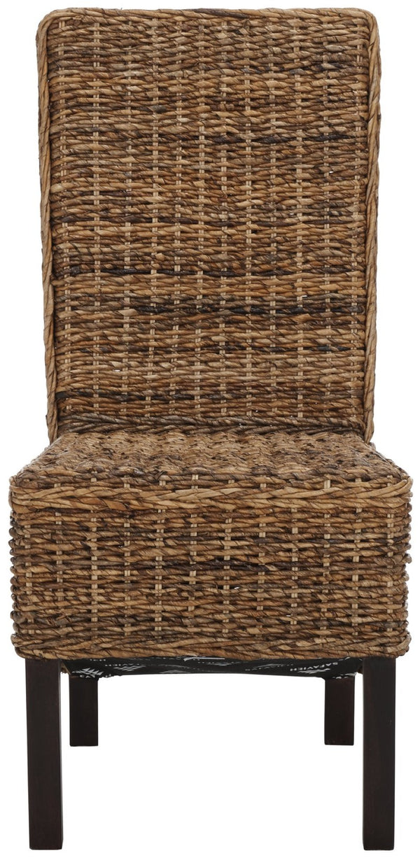 Safavieh PEMBROKE Side Chair Set - Elegant Coastal-Chic Mango Wood Design for Timeless Dining Spaces Banana Natural / Dark Brown FOX6520A-SET2