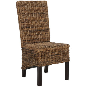Safavieh PEMBROKE Side Chair Set - Elegant Coastal-Chic Mango Wood Design for Timeless Dining Spaces Banana Natural / Dark Brown FOX6520A-SET2