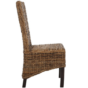Safavieh PEMBROKE Side Chair Set - Elegant Coastal-Chic Mango Wood Design for Timeless Dining Spaces Banana Natural / Dark Brown FOX6520A-SET2