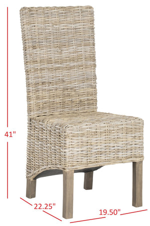 Safavieh PEMBROKE Side Chair Set - Elegant Coastal-Chic Mango Wood Design for Timeless Dining Spaces Natural Unfinished / Taupe FOX6520B-SET2