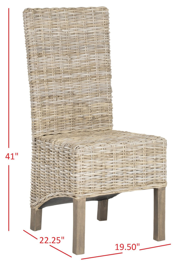 Safavieh PEMBROKE Side Chair Set - Elegant Coastal-Chic Mango Wood Design for Timeless Dining Spaces Natural Unfinished / Taupe FOX6520B-SET2