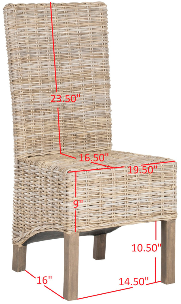 Safavieh PEMBROKE Side Chair Set - Elegant Coastal-Chic Mango Wood Design for Timeless Dining Spaces Natural Unfinished / Taupe FOX6520B-SET2