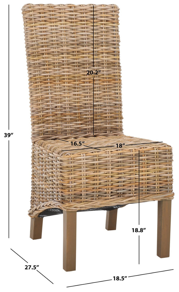 Safavieh PEMBROKE Side Chair Set - Elegant Coastal-Chic Mango Wood Design for Timeless Dining Spaces Natural Unfinished / Taupe FOX6520B-SET2