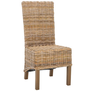 Safavieh PEMBROKE Side Chair Set - Elegant Coastal-Chic Mango Wood Design for Timeless Dining Spaces Natural Unfinished / Taupe FOX6520B-SET2