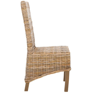 Safavieh PEMBROKE Side Chair Set - Elegant Coastal-Chic Mango Wood Design for Timeless Dining Spaces Natural Unfinished / Taupe FOX6520B-SET2