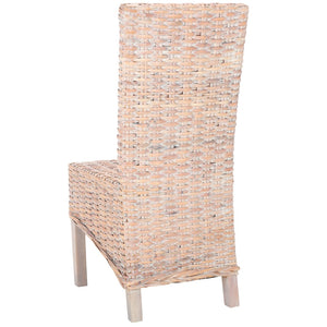 Safavieh PEMBROOKE Side Chair Set of 2 - Coastal-Chic White Wash Rattan for Modern Dining or Accent Seating FOX6520C-SET2
