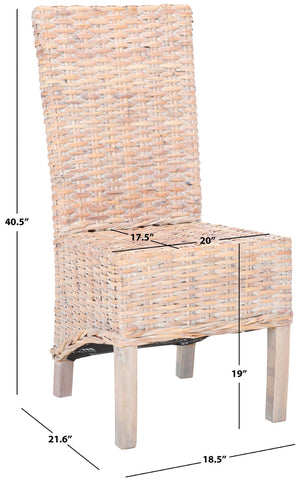 Safavieh PEMBROOKE Side Chair Set of 2 - Coastal-Chic White Wash Rattan for Modern Dining or Accent Seating FOX6520C-SET2