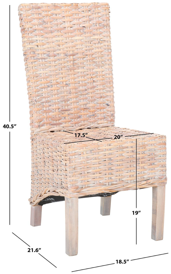 Safavieh PEMBROOKE Side Chair Set of 2 - Coastal-Chic White Wash Rattan for Modern Dining or Accent Seating FOX6520C-SET2
