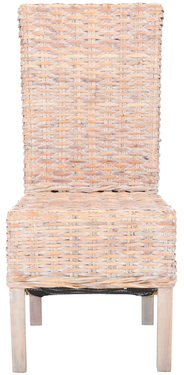 Safavieh PEMBROOKE Side Chair Set of 2 - Coastal-Chic White Wash Rattan for Modern Dining or Accent Seating FOX6520C-SET2
