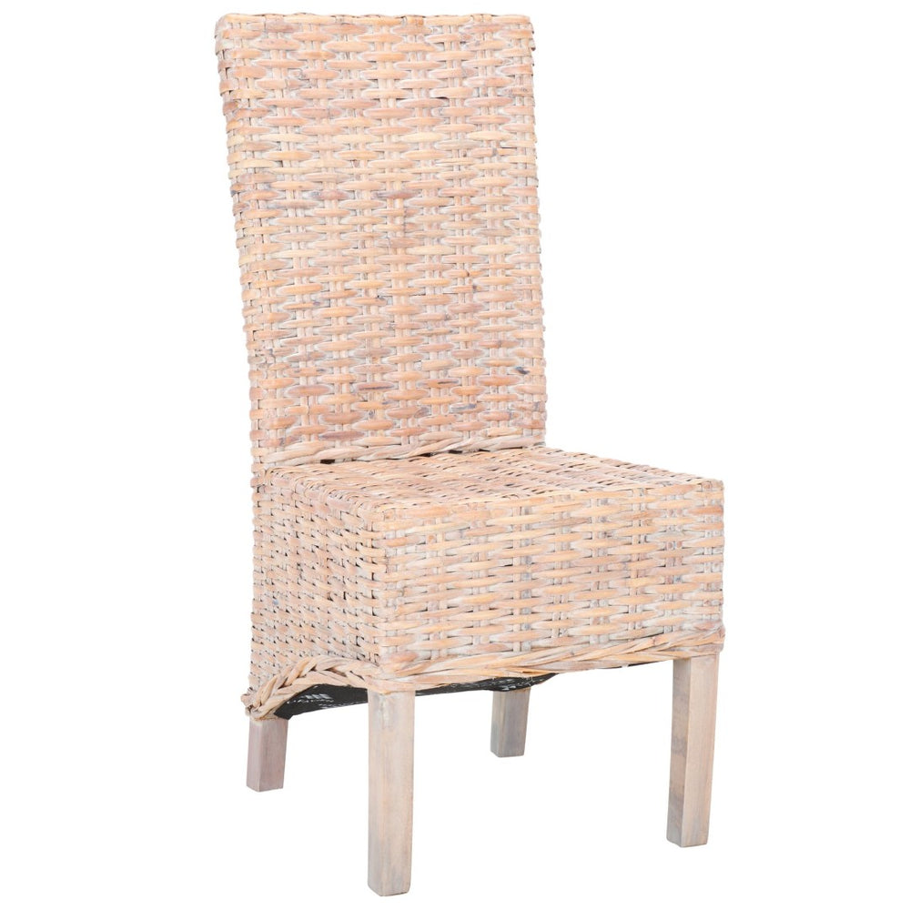 Safavieh PEMBROOKE Side Chair Set of 2 - Coastal-Chic White Wash Rattan for Modern Dining or Accent Seating FOX6520C-SET2