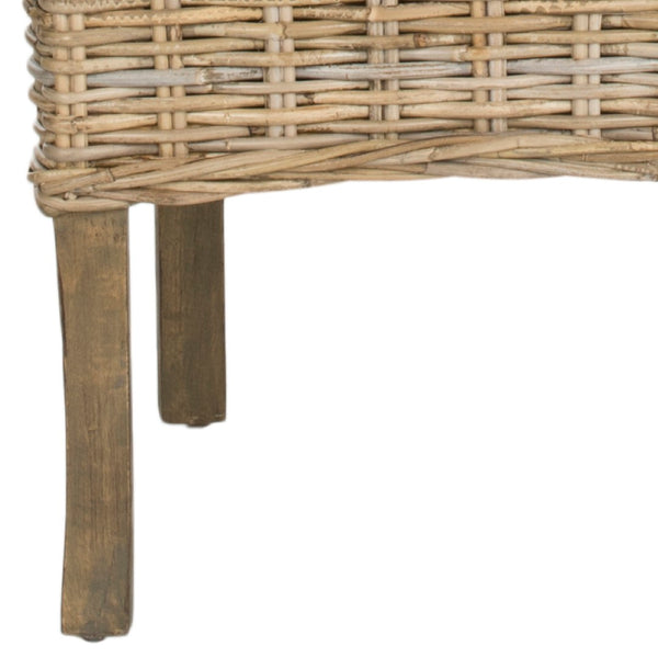 Safavieh QUAKER Side Chair - Natural Unfinished Rattan with Rustic Grey Finish for Coastal & Urban Styles FOX6521A-SET2