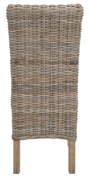 Safavieh QUAKER Side Chair - Natural Unfinished Rattan with Rustic Grey Finish for Coastal & Urban Styles FOX6521A-SET2