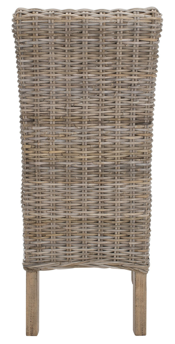 Safavieh QUAKER Side Chair - Natural Unfinished Rattan with Rustic Grey Finish for Coastal & Urban Styles FOX6521A-SET2