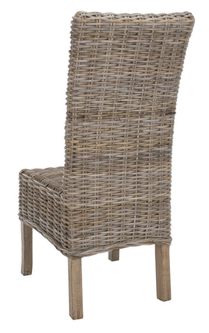 Safavieh QUAKER Side Chair - Natural Unfinished Rattan with Rustic Grey Finish for Coastal & Urban Styles FOX6521A-SET2