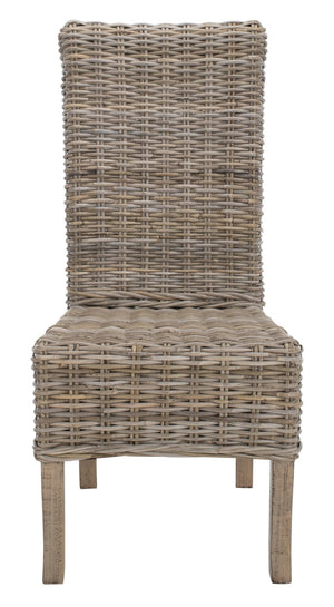 Safavieh QUAKER Side Chair - Natural Unfinished Rattan with Rustic Grey Finish for Coastal & Urban Styles FOX6521A-SET2