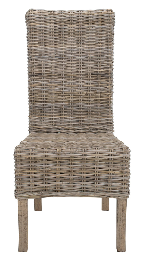 Safavieh QUAKER Side Chair - Natural Unfinished Rattan with Rustic Grey Finish for Coastal & Urban Styles FOX6521A-SET2