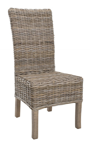 Safavieh QUAKER Side Chair - Natural Unfinished Rattan with Rustic Grey Finish for Coastal & Urban Styles FOX6521A-SET2