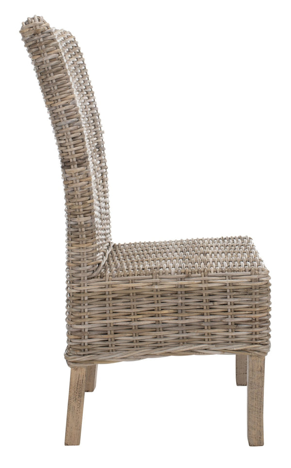 Safavieh QUAKER Side Chair - Natural Unfinished Rattan with Rustic Grey Finish for Coastal & Urban Styles FOX6521A-SET2