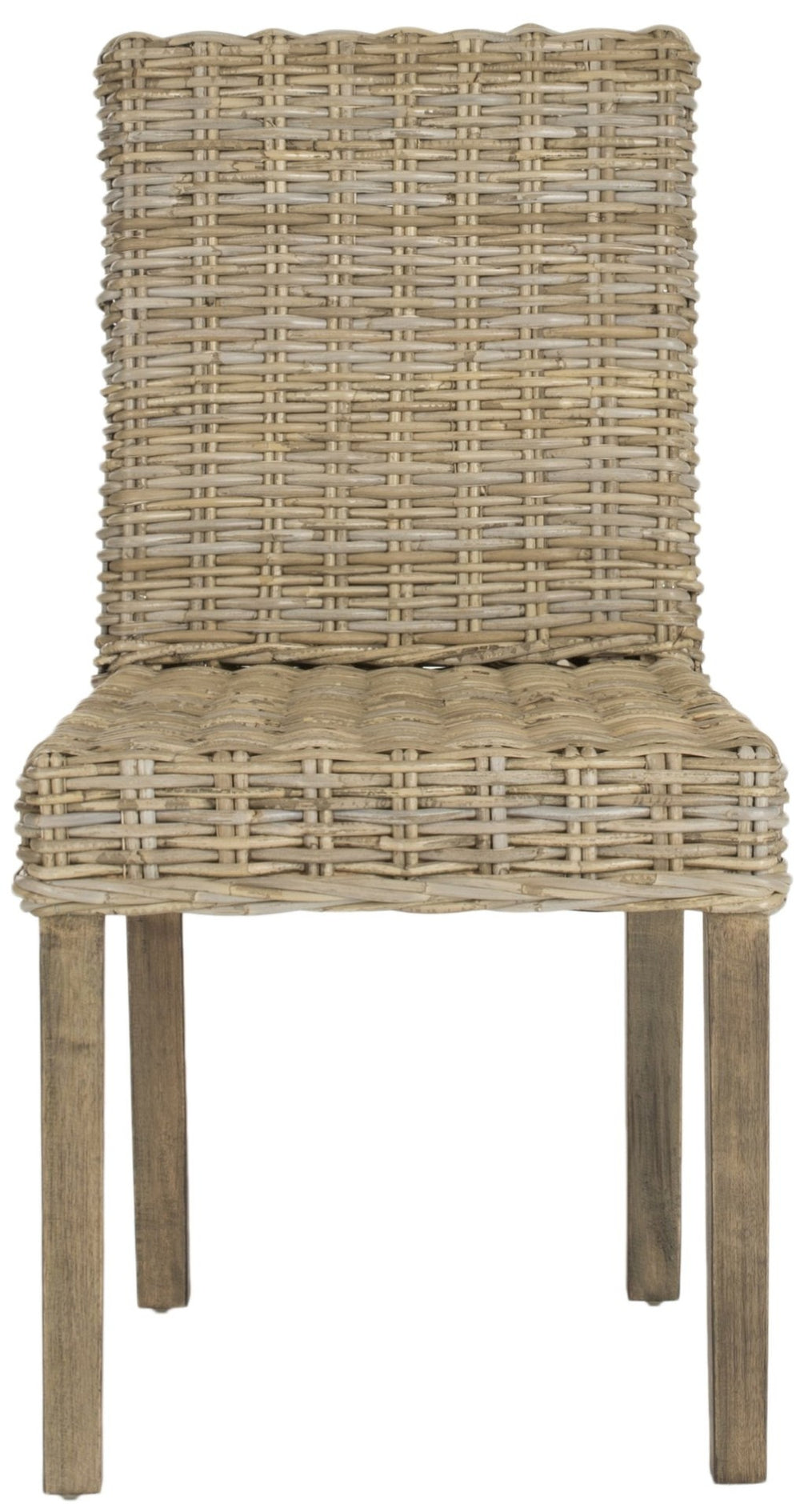 Safavieh GROVE Side Chair - Natural Rattan with Rustic Grey Finish for Coastal & Modern Dining Spaces FOX6522A-SET2