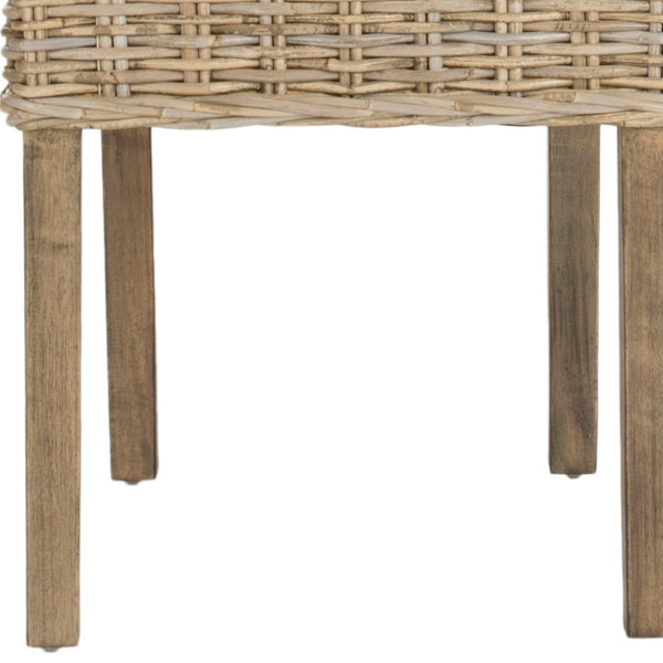 Safavieh GROVE Side Chair - Natural Rattan with Rustic Grey Finish for Coastal & Modern Dining Spaces FOX6522A-SET2