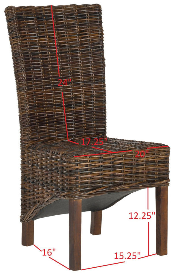 Safavieh RIDGE Side Chair in Pecan Brown - Handcrafted Mango Wood & Rattan for Modern Dining Elegance! FOX6523A-SET2