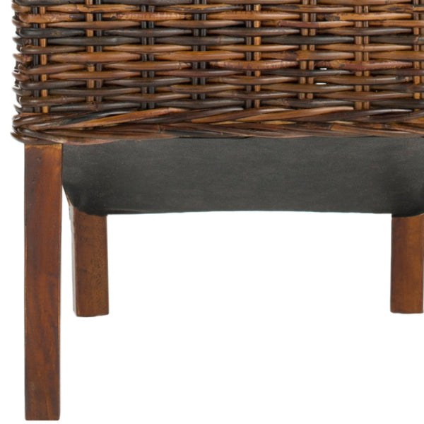 Safavieh RIDGE Side Chair in Pecan Brown - Handcrafted Mango Wood & Rattan for Modern Dining Elegance! FOX6523A-SET2