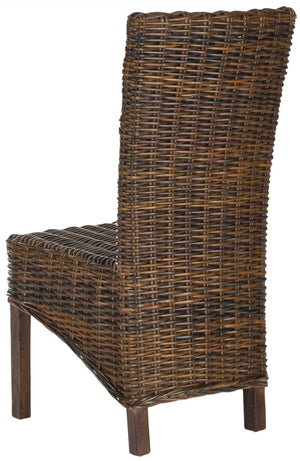 Safavieh RIDGE Side Chair in Pecan Brown - Handcrafted Mango Wood & Rattan for Modern Dining Elegance! FOX6523A-SET2