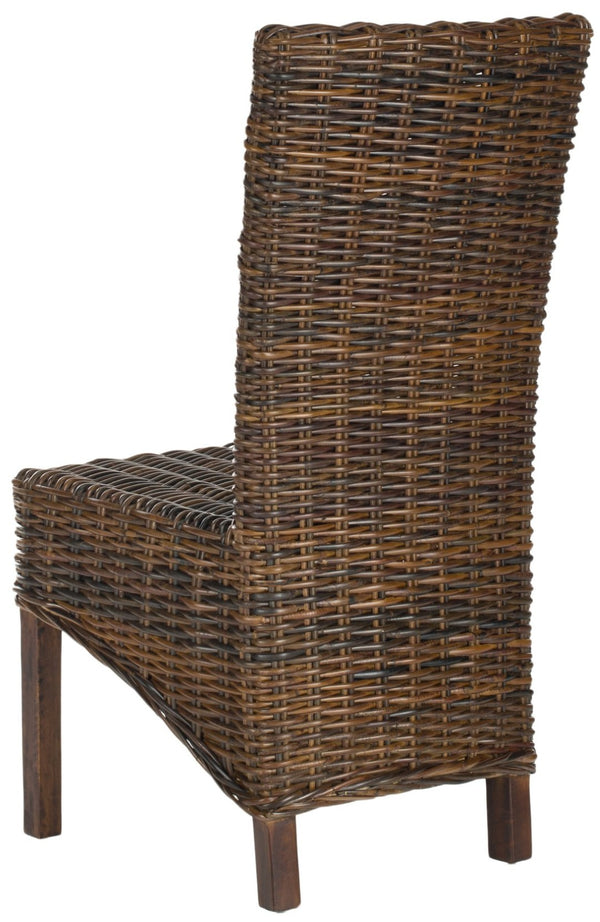 Safavieh RIDGE Side Chair in Pecan Brown - Handcrafted Mango Wood & Rattan for Modern Dining Elegance! FOX6523A-SET2