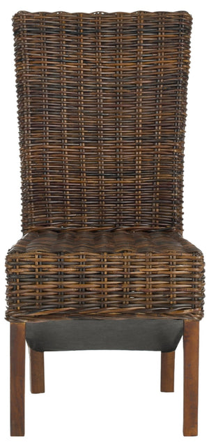 Safavieh RIDGE Side Chair in Pecan Brown - Handcrafted Mango Wood & Rattan for Modern Dining Elegance! FOX6523A-SET2