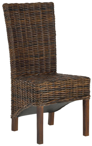 Safavieh RIDGE Side Chair in Pecan Brown - Handcrafted Mango Wood & Rattan for Modern Dining Elegance! FOX6523A-SET2