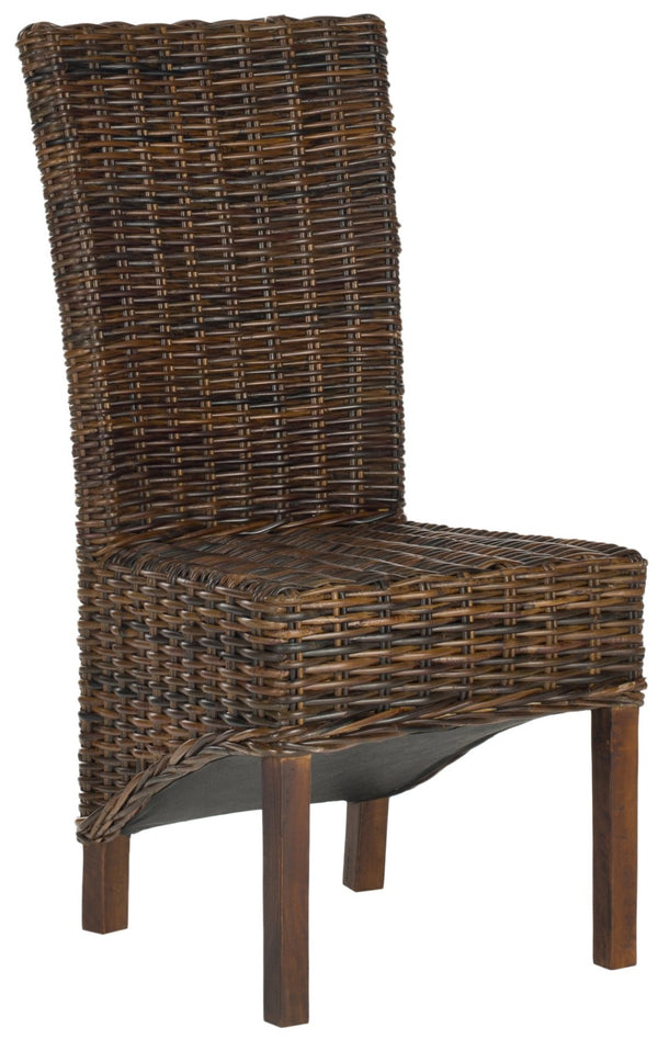 Safavieh RIDGE Side Chair in Pecan Brown - Handcrafted Mango Wood & Rattan for Modern Dining Elegance! FOX6523A-SET2