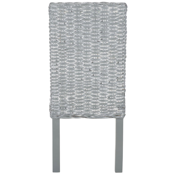 Safavieh WHEATLEY Side Chair - Elegant Grey White Wash Rattan & Mango Wood for Modern Dining Spaces FOX6525A-SET2