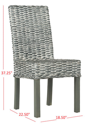 Safavieh WHEATLEY Side Chair - Elegant Grey White Wash Rattan & Mango Wood for Modern Dining Spaces FOX6525A-SET2