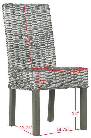 Safavieh WHEATLEY Side Chair - Elegant Grey White Wash Rattan & Mango Wood for Modern Dining Spaces FOX6525A-SET2