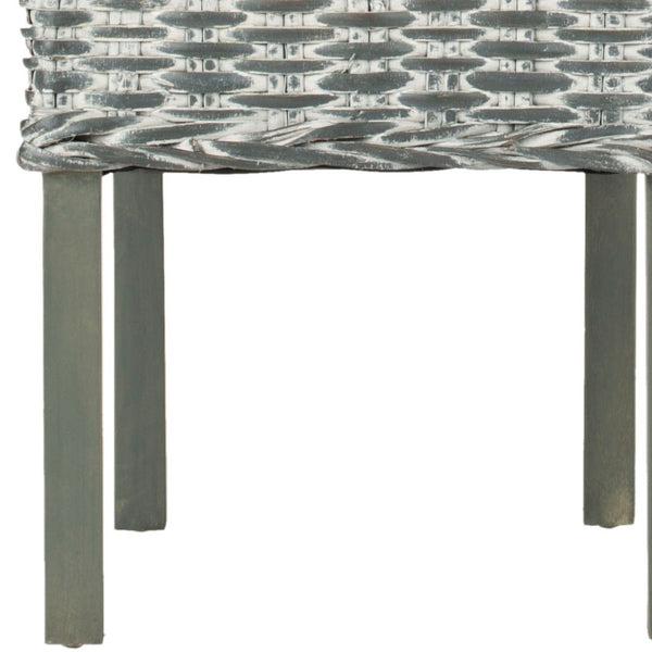 Safavieh WHEATLEY Side Chair - Elegant Grey White Wash Rattan & Mango Wood for Modern Dining Spaces FOX6525A-SET2