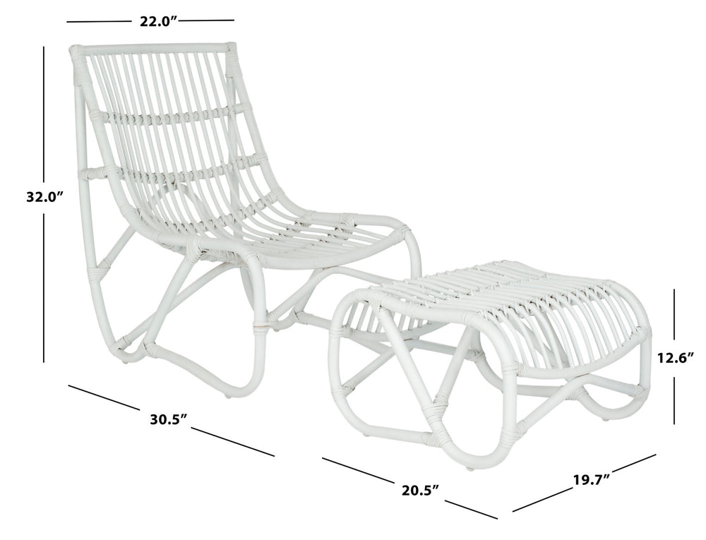 Safavieh Shenandoah Chair & Ottoman Set - Mid-Century Modern Rattan Lounge Furniture For Stylish Spaces FOX6526A