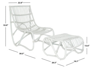 Safavieh Shenandoah Chair & Ottoman Set - Mid-Century Modern Rattan Lounge Furniture For Stylish Spaces FOX6526A