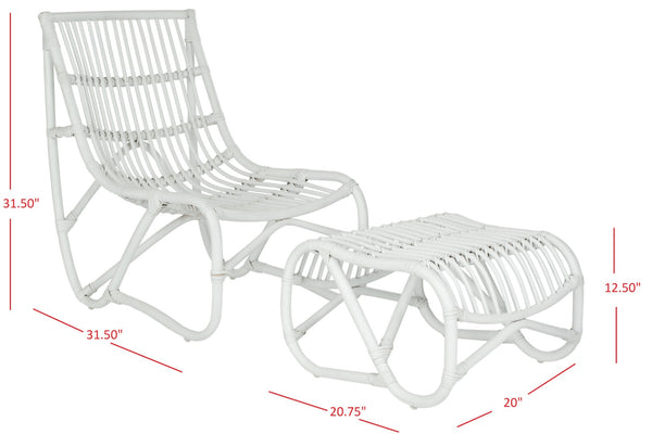 Safavieh Shenandoah Chair & Ottoman Set - Mid-Century Modern Rattan Lounge Furniture For Stylish Spaces FOX6526A