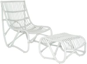 Safavieh Shenandoah Chair & Ottoman Set - Mid-Century Modern Rattan Lounge Furniture For Stylish Spaces FOX6526A