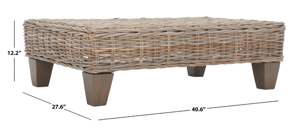 Safavieh Leary Coastal-Chic Coffee Table With Rattan Top And Sturdy Mango Wood Legs For Modern Living Spaces Natural Unfinished FOX6528A
