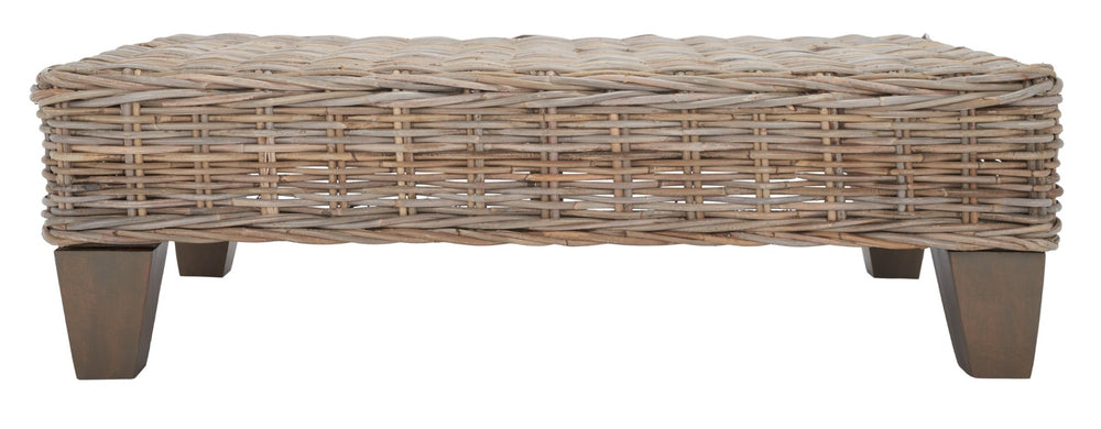 Safavieh Leary Coastal-Chic Coffee Table With Rattan Top And Sturdy Mango Wood Legs For Modern Living Spaces Natural Unfinished FOX6528A