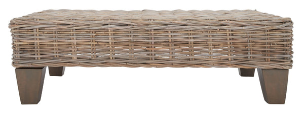 Safavieh Leary Coastal-Chic Coffee Table With Rattan Top And Sturdy Mango Wood Legs For Modern Living Spaces Natural Unfinished FOX6528A