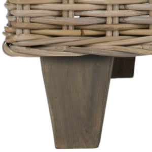 Safavieh Leary Coastal-Chic Coffee Table With Rattan Top And Sturdy Mango Wood Legs For Modern Living Spaces Natural Unfinished FOX6528A