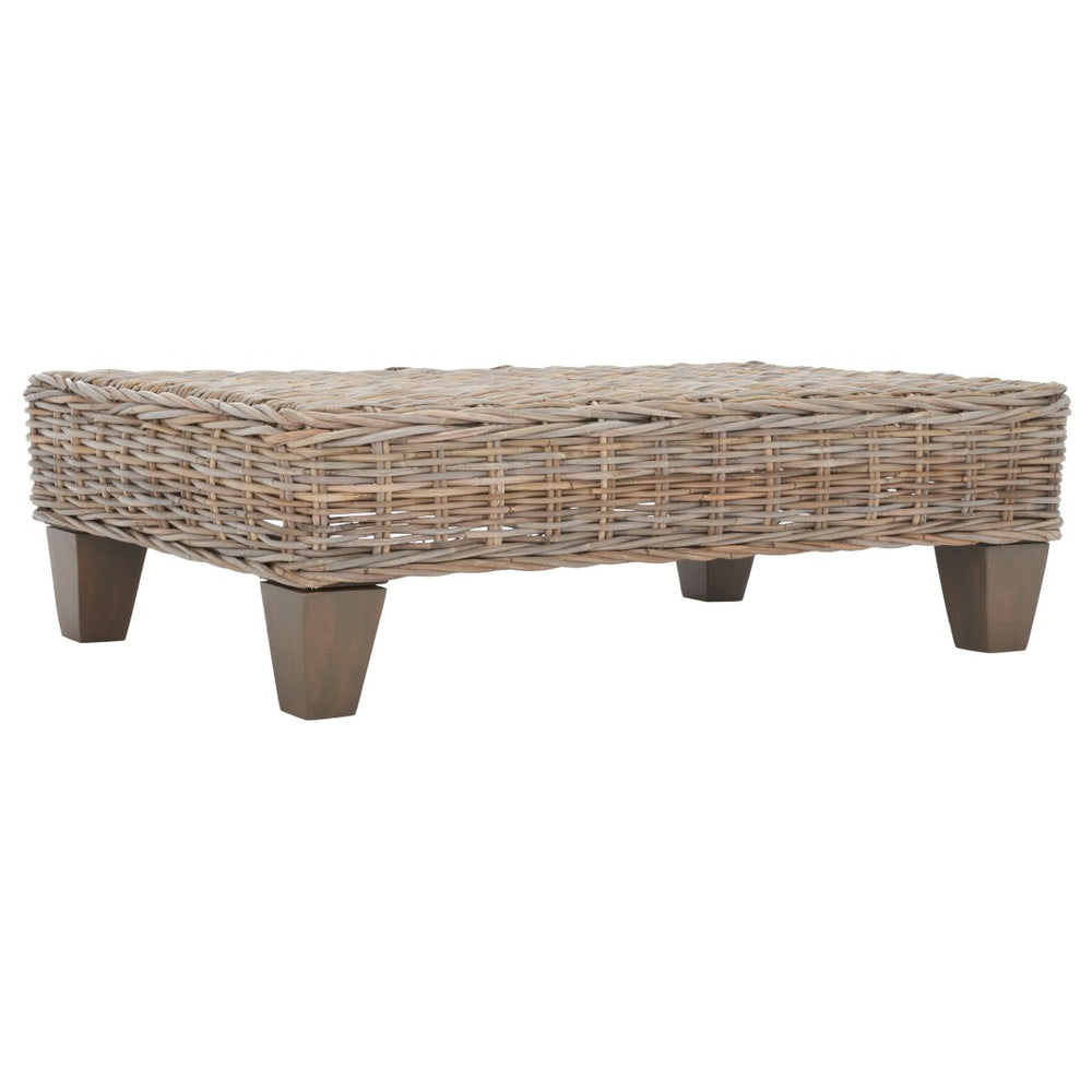 Safavieh Leary Coastal-Chic Coffee Table With Rattan Top And Sturdy Mango Wood Legs For Modern Living Spaces Natural Unfinished FOX6528A