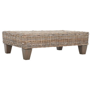 Safavieh Leary Coastal-Chic Coffee Table With Rattan Top And Sturdy Mango Wood Legs For Modern Living Spaces Natural Unfinished FOX6528A