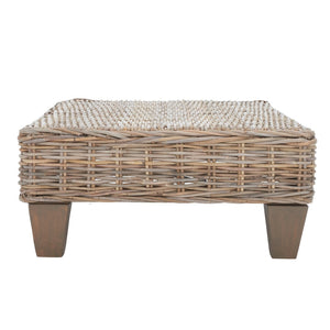 Safavieh Leary Coastal-Chic Coffee Table With Rattan Top And Sturdy Mango Wood Legs For Modern Living Spaces Natural Unfinished FOX6528A