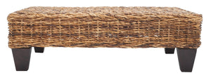 Safavieh Leary Coastal-Chic Coffee Table With Rattan Top And Sturdy Mango Wood Legs For Modern Living Spaces Banana Natural FOX6528B