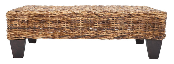 Safavieh Leary Coastal-Chic Coffee Table With Rattan Top And Sturdy Mango Wood Legs For Modern Living Spaces Banana Natural FOX6528B