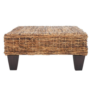 Safavieh Leary Coastal-Chic Coffee Table With Rattan Top And Sturdy Mango Wood Legs For Modern Living Spaces Banana Natural FOX6528B