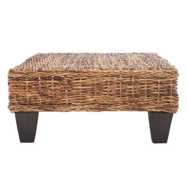 Safavieh Leary Coastal-Chic Coffee Table With Rattan Top And Sturdy Mango Wood Legs For Modern Living Spaces Banana Natural FOX6528B